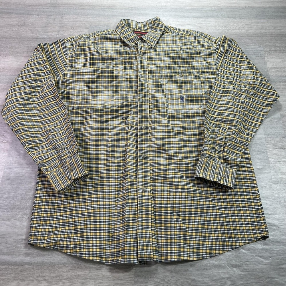 Twenty X Shirt Mens XL Yellow Blue Plaid Long Sleeve Button Down Casual Workwear